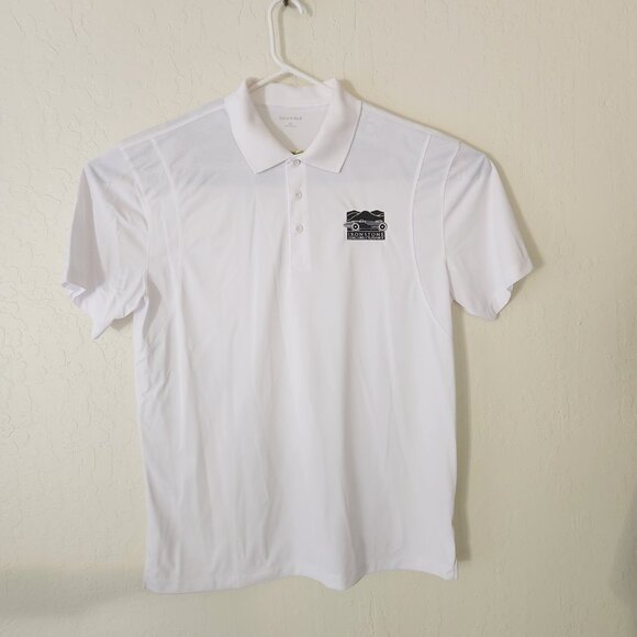 Men's XL Ironstone White Golf Tennis Shirt Collared Polo Style Race Car - Picture 2 of 7